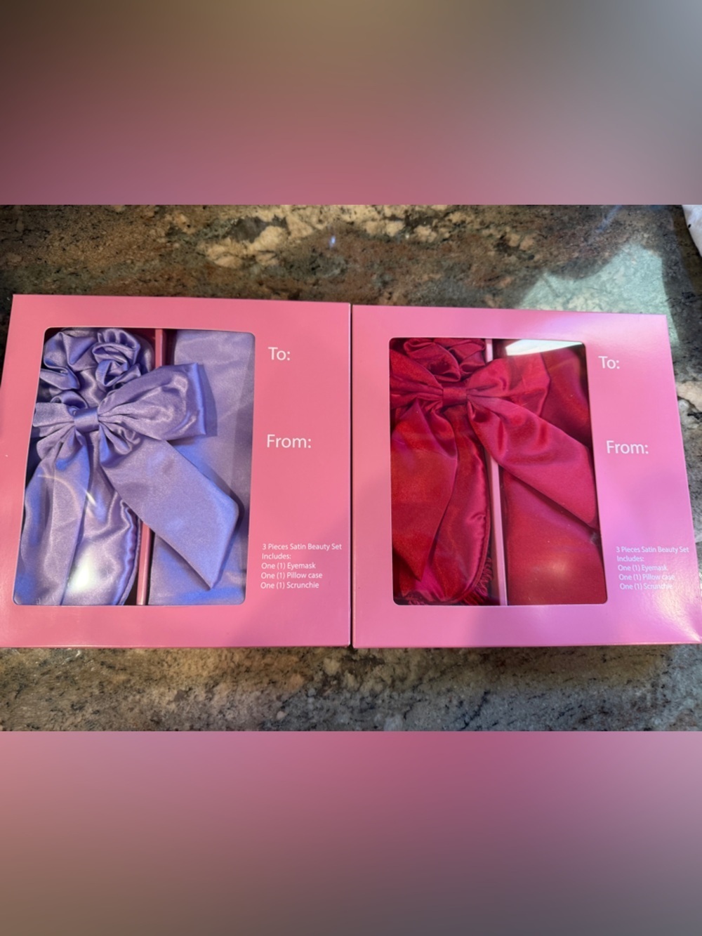 Satin Bow, Eye Mask ,Pillowcase Set - Lavender and Red